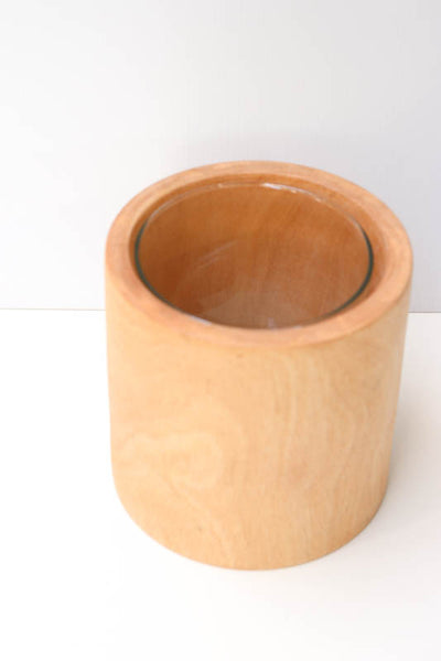 Wooden vase with Glass Insert