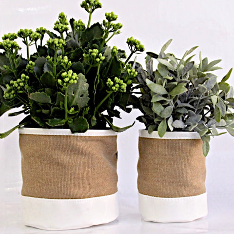 Plant Bags Canvas and white – Mes Homewares