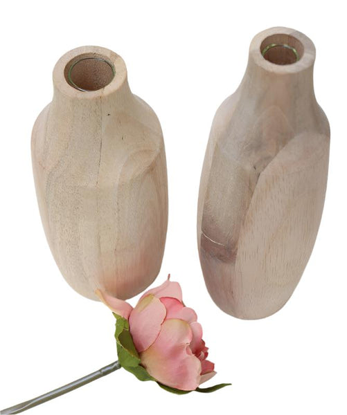 Wooden Vase D7xH21 with Glass Tube