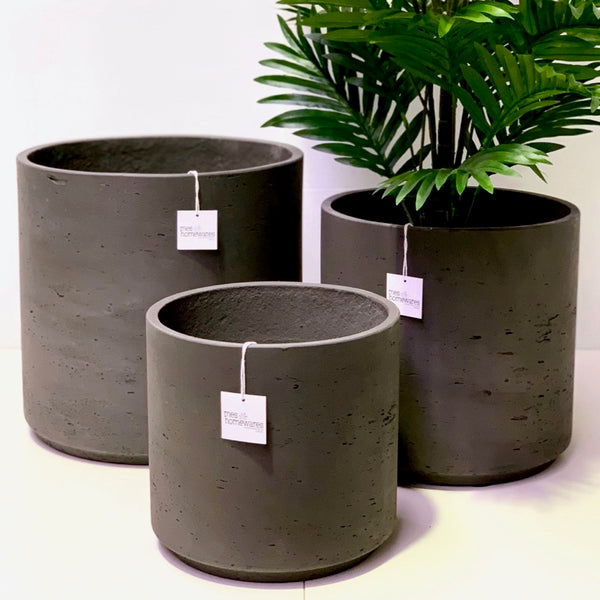 Short Cylinder Set of 3  Black Wash. Min order 2 sets