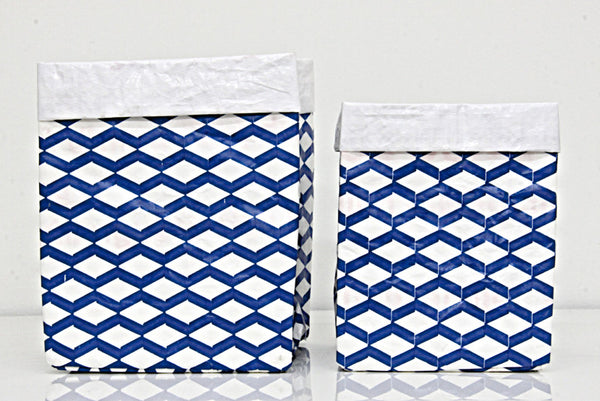 Plant Bag Blue &#038; White Set of 2.  Sml &#038; Med