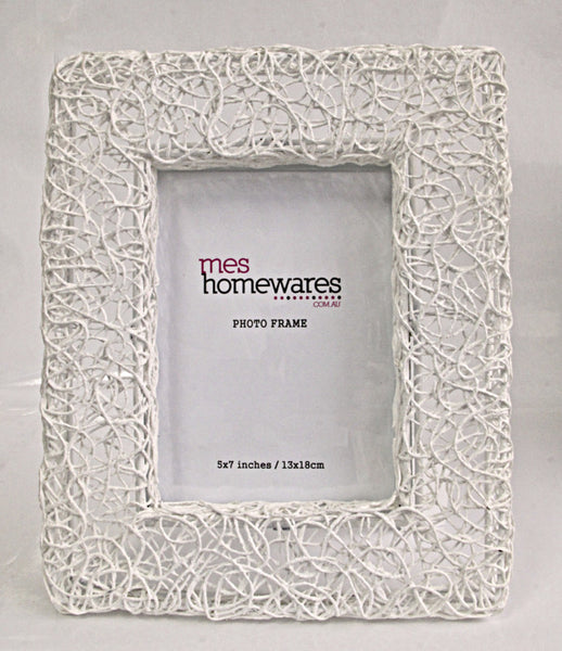 Photo Frame Cotton thread rectangular iron photo frame 28x23, white 1