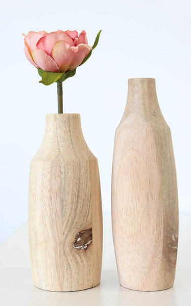 Wooden Vase D7xH21 with Glass Tube