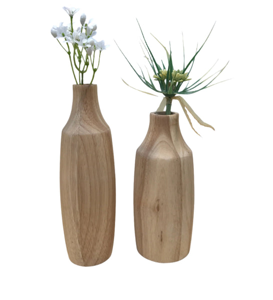 Wooden Vase D7xH21 with Glass Tube